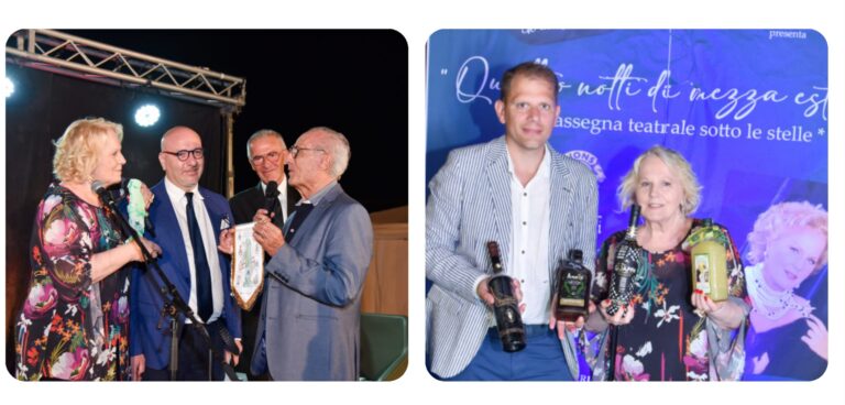 “Quattro notti di mezza estate”, trofeo Venere Sinuessana consegnato a Katia Ricciarelli.