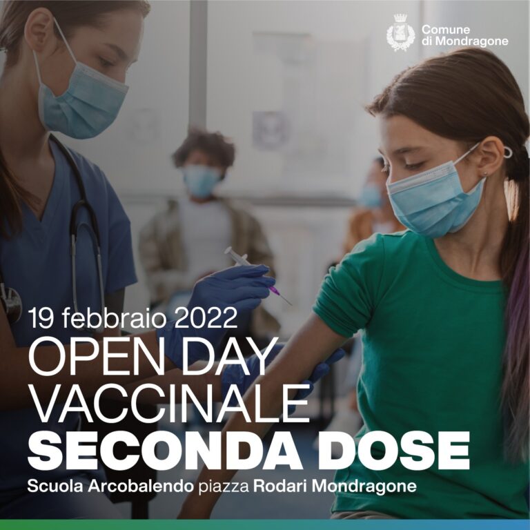 Mondragone- Doppio open day vaccinale pediatrico il giorno 19 febbraio.